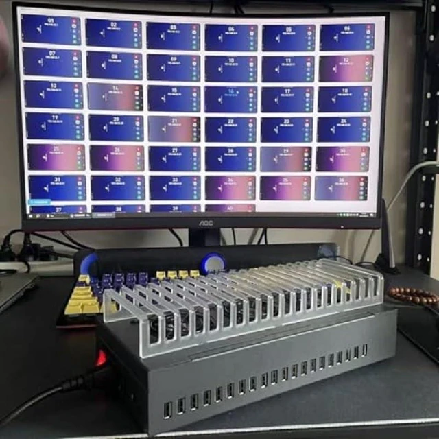 Alt view image 5 of 5 - Phone Farm Box Mobile Farm Server USB Hub Integrated Device Industrial 20 Port USB Hub Charging Station Phones Farming HUB USB2.0