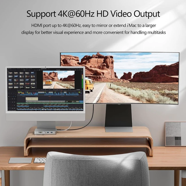 Alt view image 3 of 6 - USB C Hub for iMac 24 inch,8-in-1 iMac M4/M3/M1 Dock with 10Gbps USB3.2-A/C, 4K HDMI, SD/TF Card Reader