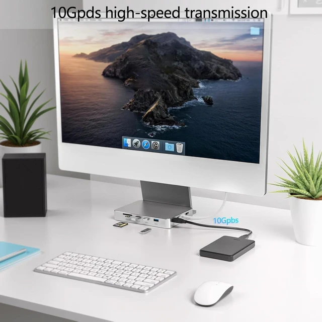 Alt view image 4 of 6 - USB C Hub for iMac 24 inch,8-in-1 iMac M4/M3/M1 Dock with 10Gbps USB3.2-A/C, 4K HDMI, SD/TF Card Reader