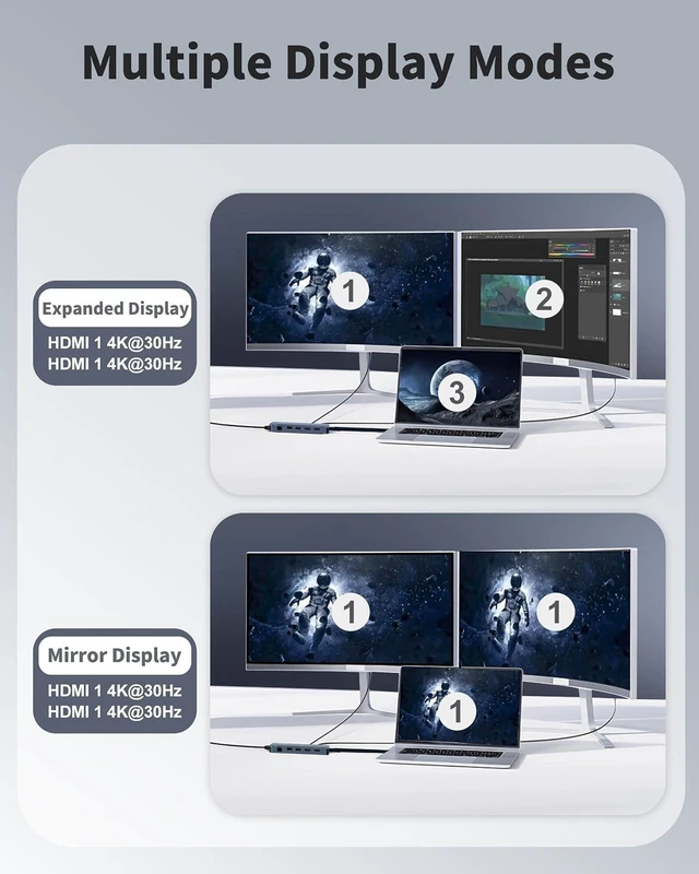 Alt view image 5 of 7 - Docking Station for MacBook Pro/Air M4 M3 M2 M1 2025-2018 13" 14" 15" 16"