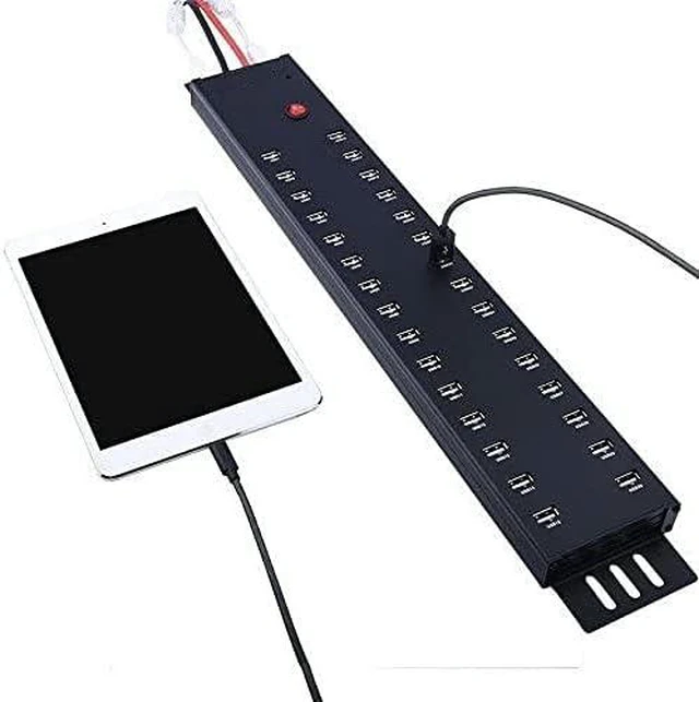 Alt view image 5 of 7 - UHPPOTE 5V 2.1A 30 Port USB 2.0 Hub Data Syncing with 5V/60A Power Supply