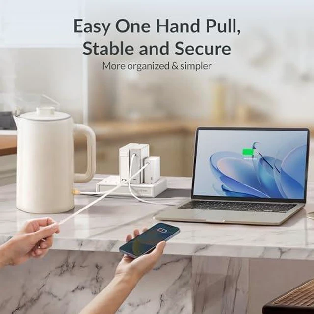 Alt view image 6 of 6 - Gitryin Laptop Charging Station, 4 * 140W, 65W Retractable USB C Chargers, 10 Type C Ports with Cooling Power Strip, 625W Charging Hub