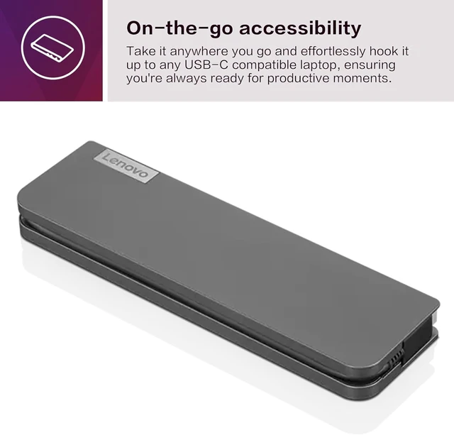 Alt view image 4 of 6 - USB-C Mini Dock, 7-in-1 Portable Docking Station with HDMI, VGA, USB-C, USB 3.1, USB 2, 3.5mm Audio, Ethernet, 45W Charging, Compatible with ThinkPad, Yoga, Elitebook, Latitude Laptops, G0A70065US