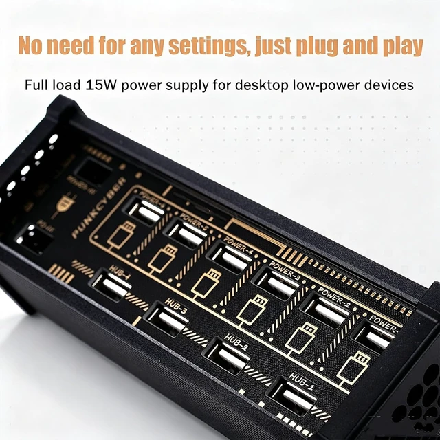 Alt view image 3 of 7 - 6 Port USB Switcher, USB Docking Station with 6 Port USB Docking Station, 9 USB Convenient Input Ports, Button Switch, Data Transmission, for Tablets, and Gadgets