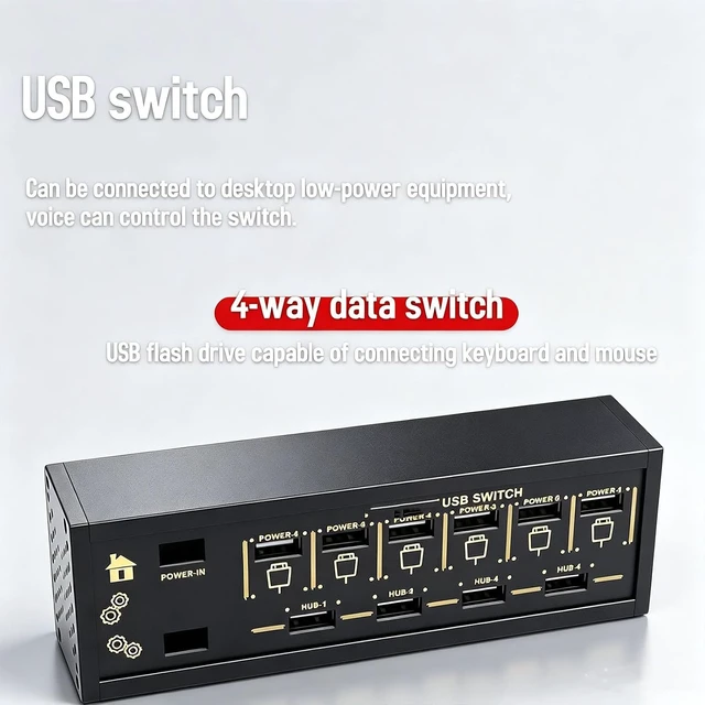 Alt view image 2 of 7 - 6 Port USB Switcher, USB Docking Station with 6 Port USB Docking Station, 9 USB Convenient Input Ports, Button Switch, Data Transmission, for Tablets, and Gadgets