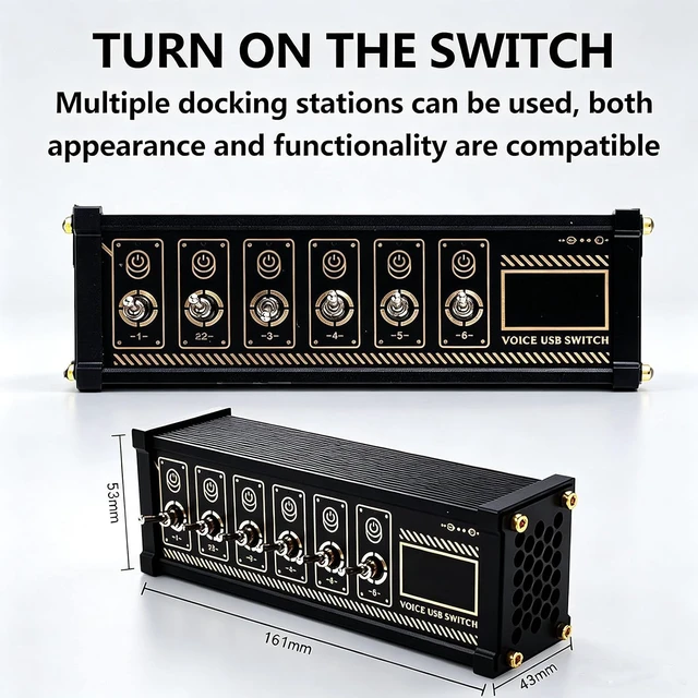Alt view image 5 of 7 - 6 Port USB Switcher, USB Docking Station with 6 Port USB Docking Station, 9 USB Convenient Input Ports, Button Switch, Data Transmission, for Tablets, and Gadgets