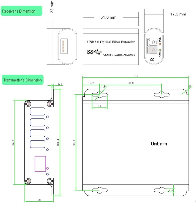 Alt view image 3 of 7 - USB 3.0 Hub Fiber Extender to 250 Meters, USB 3.0 Splitter 1 to 4 Ports Over 1 Fiber with 10 G SFP Module, Supports 5 Gbps Super-Speed, Supports Kinect Devices & Industrial Camera