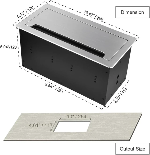 Alt view image 4 of 7 - Connectivity Box with 4 AC Power+2 HDMI+2 Audio +2 LAN+1 USB-A Charger +1 USB-C Charger +1 USB3.0 Data with 5.58ft Power Cord for Conference Room (Silver)