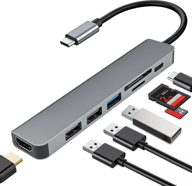 Main image of Cyberguys 7-in-1 USB C Hub Adapter with 4K@60Hz HDMI,100W Power Delivery