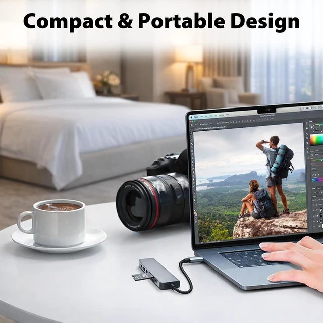 Alt view image 7 of 7 - Cyberguys 7-in-1 USB C Hub Adapter with 4K@60Hz HDMI,100W Power Delivery