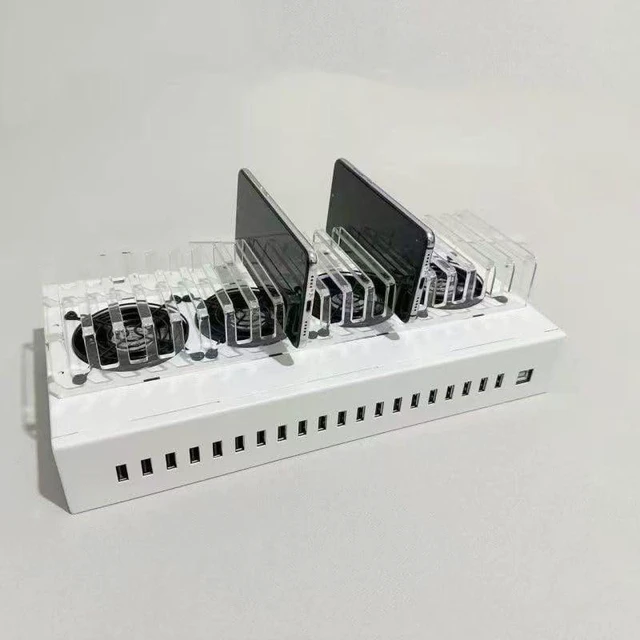 Alt view image 4 of 5 - Phone Farm Box Server 20 Motherboard System Farming Machines Hub USB Setup Click Phones Farming HUB USB2.0 Multi-Port Charger (White)