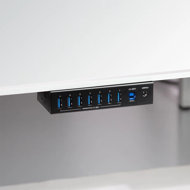 Alt view image 2 of 6 - LogiLink 7-Port USB 3.0 Hub with Power Supply, Industrial Design, 5 Gbps, 10 W, with Over Current, Overvoltage and Short Circuit Protection