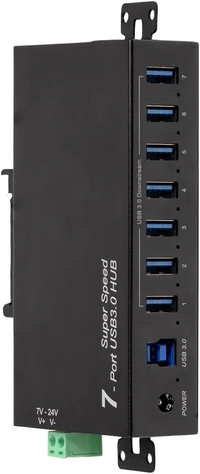 Alt view image 5 of 6 - LogiLink 7-Port USB 3.0 Hub with Power Supply, Industrial Design, 5 Gbps, 10 W, with Over Current, Overvoltage and Short Circuit Protection