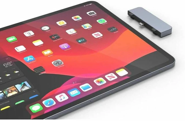 Alt view image 5 of 7 - Hyper - HyperDrive 4-in-1 USB C Hub for iPad Pro - 3.5mm Audio Jack, USB-C Power Delivery, USB-A 3.0, 4K30Hz HDMI - Space Gray