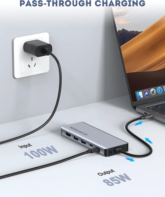 Alt view image 6 of 7 - USB C Hub for MacBook Air/Pro Mac mini Laptop, Multiport Adapter Dongle Dock Docking Station with M.2 NVMe SSD Enclosure, 4K60Hz HDMI, USB 3.2 Gen 2, 100W Pass-Through Charging