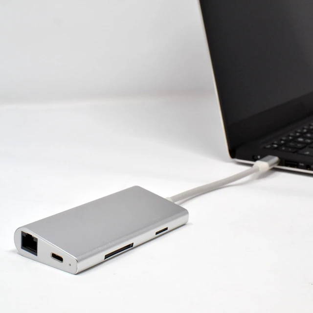 Alt view image 3 of 5 - USB-c Type C Hub Adapter 8in1 4k-hdmi-USB 3.0-rj45-card Reader Pd Data Sync