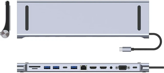 Alt view image 5 of 5 - HUB 3 0 Type C 4K Compatible TV Monitor Video Converter RJ45 Ethernet SD TF Card Reader PC