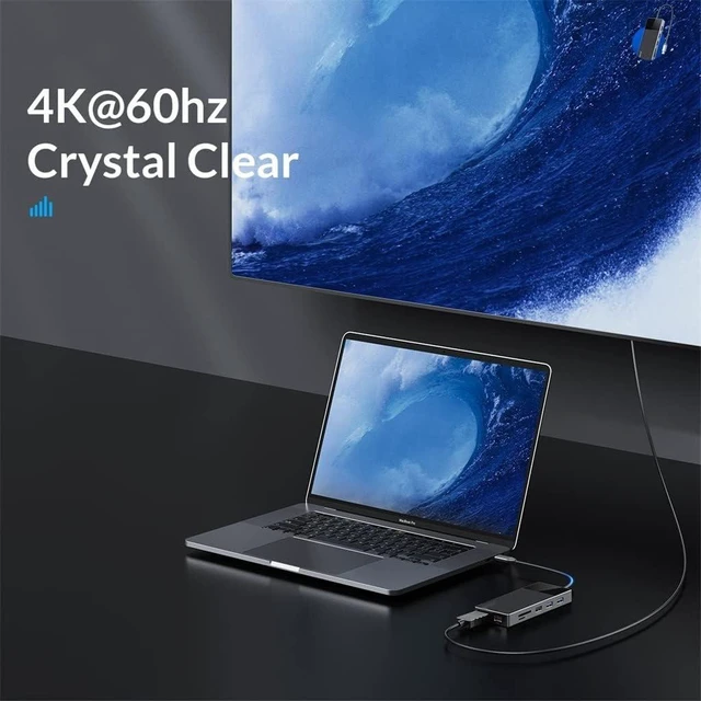 Alt view image 2 of 6 - C HUB 4K 60Hz Mini Type to -compatibleI RJ45 PD 10Gbps USB3.0 OTG Adapter