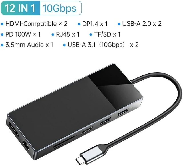 Alt view image 6 of 6 - C HUB 4K 60Hz Mini Type to -compatibleI RJ45 PD 10Gbps USB3.0 OTG Adapter