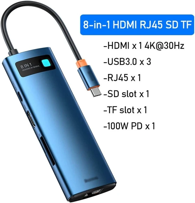 Alt view image 2 of 6 - C HUB Type to -Compatible 3.0 8 in 1 Dock for Pro Air Splitter(Blue,E)