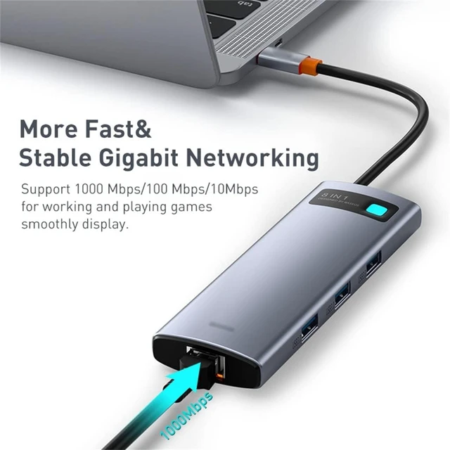 Alt view image 5 of 6 - C HUB Type to -Compatible 3.0 8 in 1 Dock for Pro Air Splitter(Blue,E)
