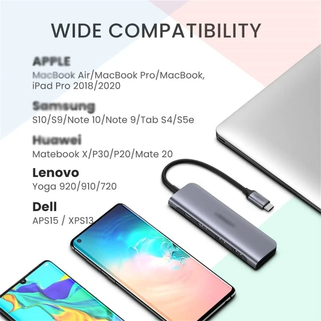 Alt view image 4 of 5 - C HUB Type to Multi 3.0 Adapter Dock USB-C .1 Splitter Port(E)