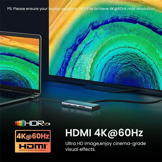 Alt view image 5 of 5 - C HUB Type to Multi 3.0 Adapter Dock USB-C .1 Splitter Port(E)