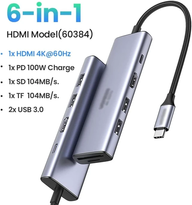 Alt view image 2 of 5 - C HUB Type to Multi 3.0 Adapter Dock USB-C .1 Splitter Port(E)