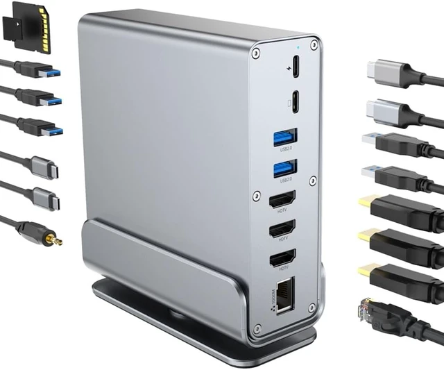 Alt view image 3 of 7 - USB C Docking Station 15 in 1 4K@60Hz Display USB Hub Port