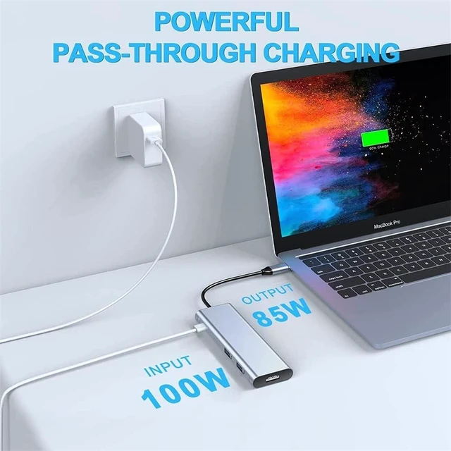 Alt view image 6 of 6 - C Hub with 4K 100W PD USB-C,3 USB-A 5Gbps Data Port,TF/SD Card Reader(D)