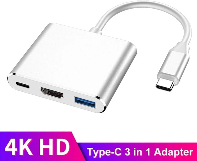 Alt view image 2 of 6 - Type-c HUB C to -Compatible Splitter USB-C 3 in 1 4K .0 PD(Gray)