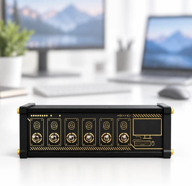 Main image of 6 Port USB Switcher, 6 Individual Switches USB Switcher with Indicator Light, Share USB Devices, for Boyfriend Gift, for Office, Home Entertainment, and Small Studios