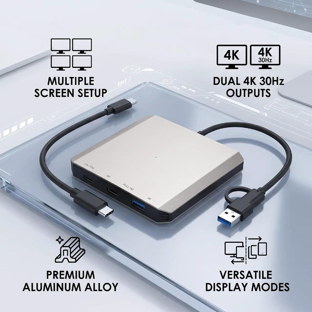 Alt view image 2 of 7 - Bewinner Multiport USB C Hub with Dual 4K Display Support