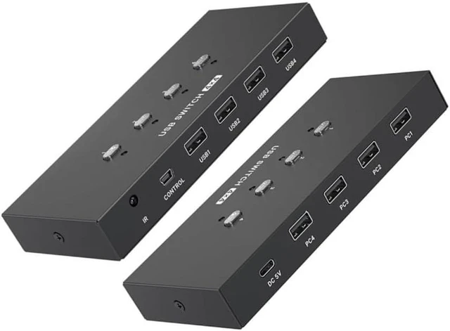 Main image of USB2.0 Switcher 4 Computers Keyboards Mouse Switcher USB Hub Selecting for Laptop Share 4 Device Extended