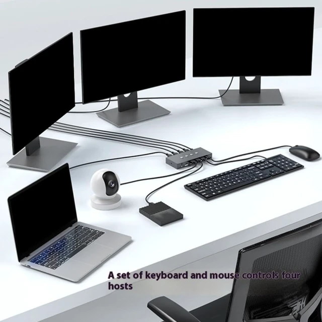 Alt view image 3 of 7 - USB2.0 Switcher 4 Computers Keyboards Mouse Switcher USB Hub Selecting for Laptop Share 4 Device Extended