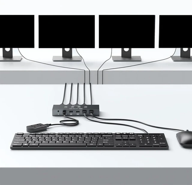 Alt view image 4 of 7 - USB2.0 Switcher 4 Computers Keyboards Mouse Switcher USB Hub Selecting for Laptop Share 4 Device Extended