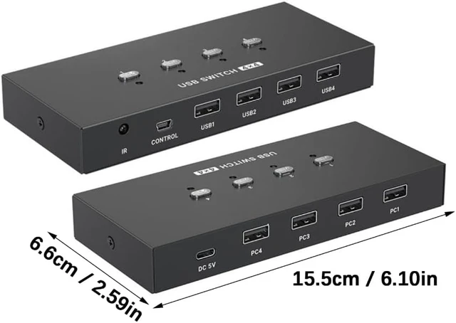 Alt view image 5 of 7 - USB2.0 Switcher 4 Computers Keyboards Mouse Switcher USB Hub Selecting for Laptop Share 4 Device Extended