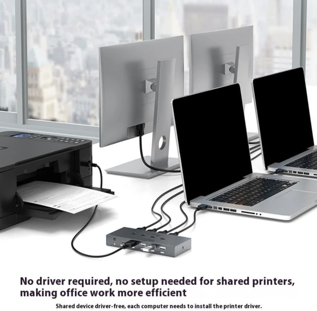 Alt view image 6 of 7 - USB2.0 Switcher 4 Computers Keyboards Mouse Switcher USB Hub Selecting for Laptop Share 4 Device Extended