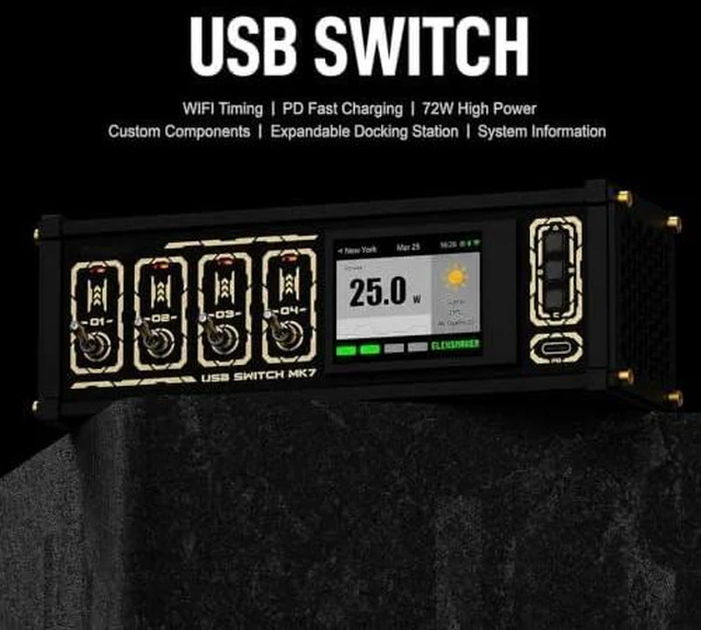 Main image of USB Docking Station, 72w Modular USB Switch Hub, Retro Desktop Controller, with Screen Display, Share USB Devices, Custom Image, for Connecting Mice & USB Flash Drives