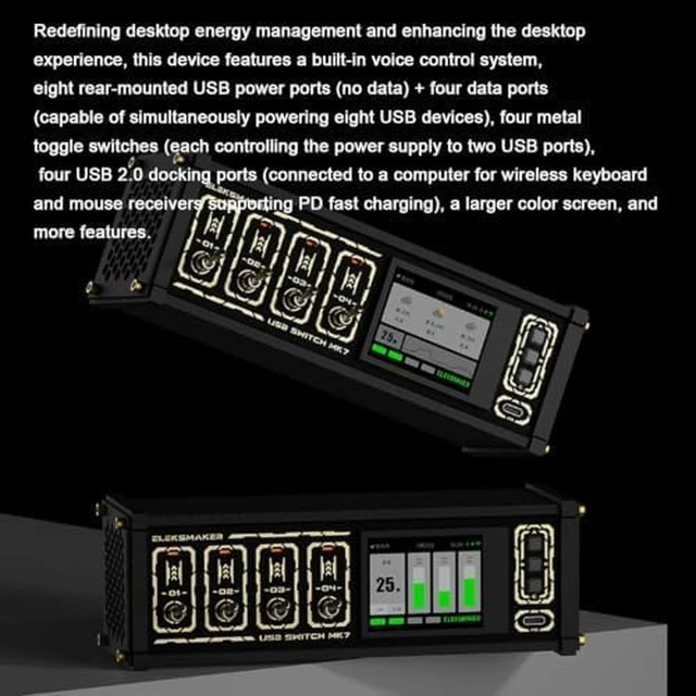 Alt view image 3 of 6 - USB Docking Station, 72w Modular USB Switch Hub, Retro Desktop Controller, with Screen Display, Share USB Devices, Custom Image, for Connecting Mice & USB Flash Drives