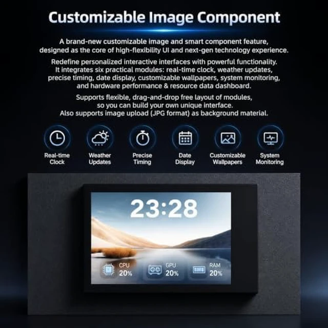 Alt view image 6 of 6 - USB Docking Station, 72w Modular USB Switch Hub, Retro Desktop Controller, with Screen Display, Share USB Devices, Custom Image, for Connecting Mice & USB Flash Drives