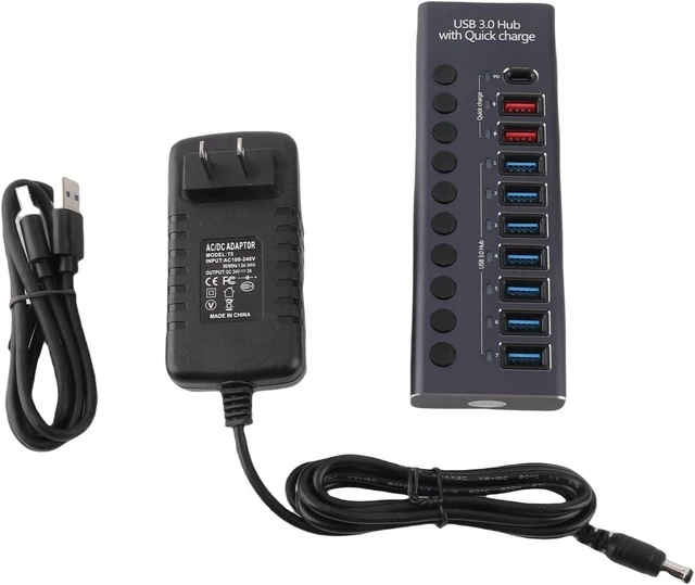 Main image of USB 3.0 Docking Station 10 Ports 5Gbps 60W Individual Switch