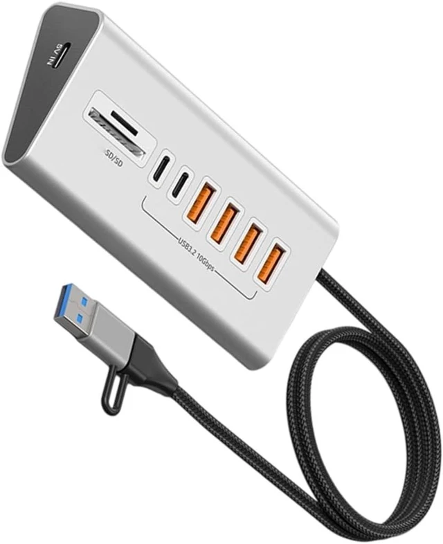Main image of Aluminum Alloy USB C Hubs 8 Port USB 3.2 10Gbps SDTF Card Reader Plugs and Play for Travel
