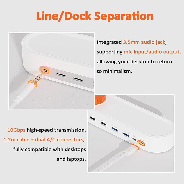 Alt view image 7 of 7 - 12-in-1 Knob Docking Station, USB C Hub Multiport Adapter, USB c hub