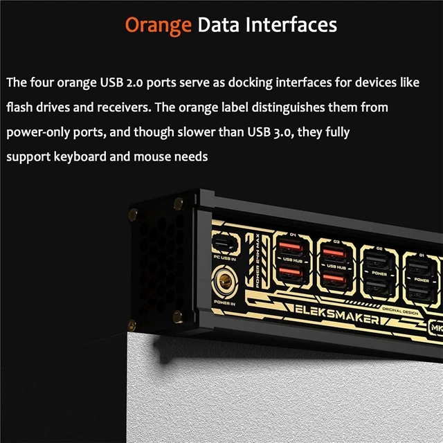 Alt view image 5 of 7 - 8 Port USB Docking Station for Desktop, Retro Style Hub with Multiple Ports, Computer Accessories for Enhanced Connectivity