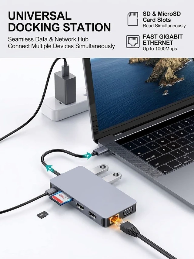 Alt view image 6 of 6 - USB Docking Station, Triple Monitor DisplayLink Dock with HDMI VGA