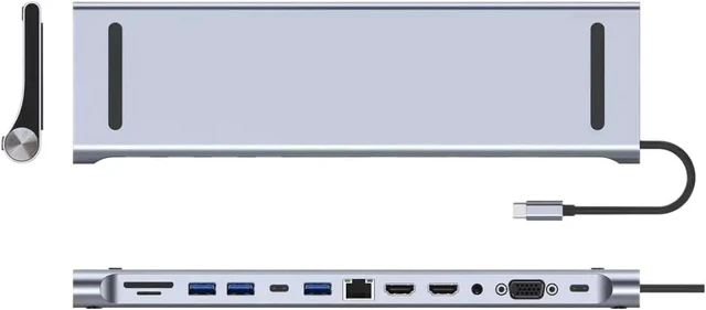 Alt view image 3 of 4 - 12-in-1 USB-C Multiport Docking Station Dual HDMI 4K 30/60Hz