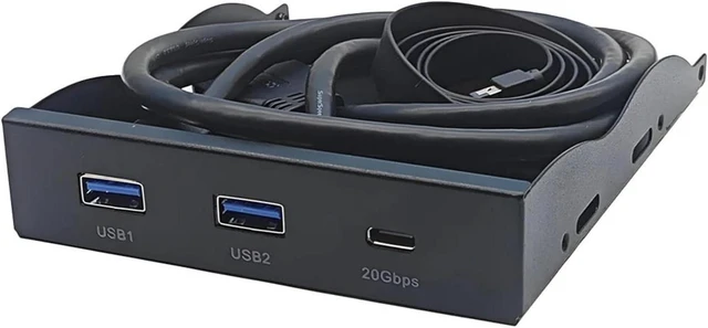Main image of USB 3.0 Front Panel Hub Adapter 2 Ports USB-A + 1 Type-C for 3.5" Floppy Or 5.25" Optical Drive Bay Desktop PC with 19pin & Type-E Cables(Type D for 3.5 inch)