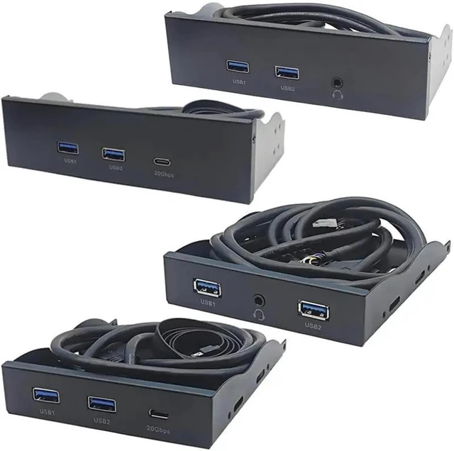 Alt view image 2 of 6 - USB 3.0 Front Panel Hub Adapter 2 Ports USB-A + 1 Type-C for 3.5" Floppy Or 5.25" Optical Drive Bay Desktop PC with 19pin & Type-E Cables(Type D for 3.5 inch)