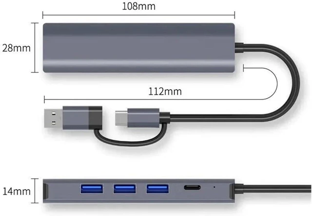 Alt view image 4 of 4 - USB C HUB USB-C USB-A Multiport Adapter